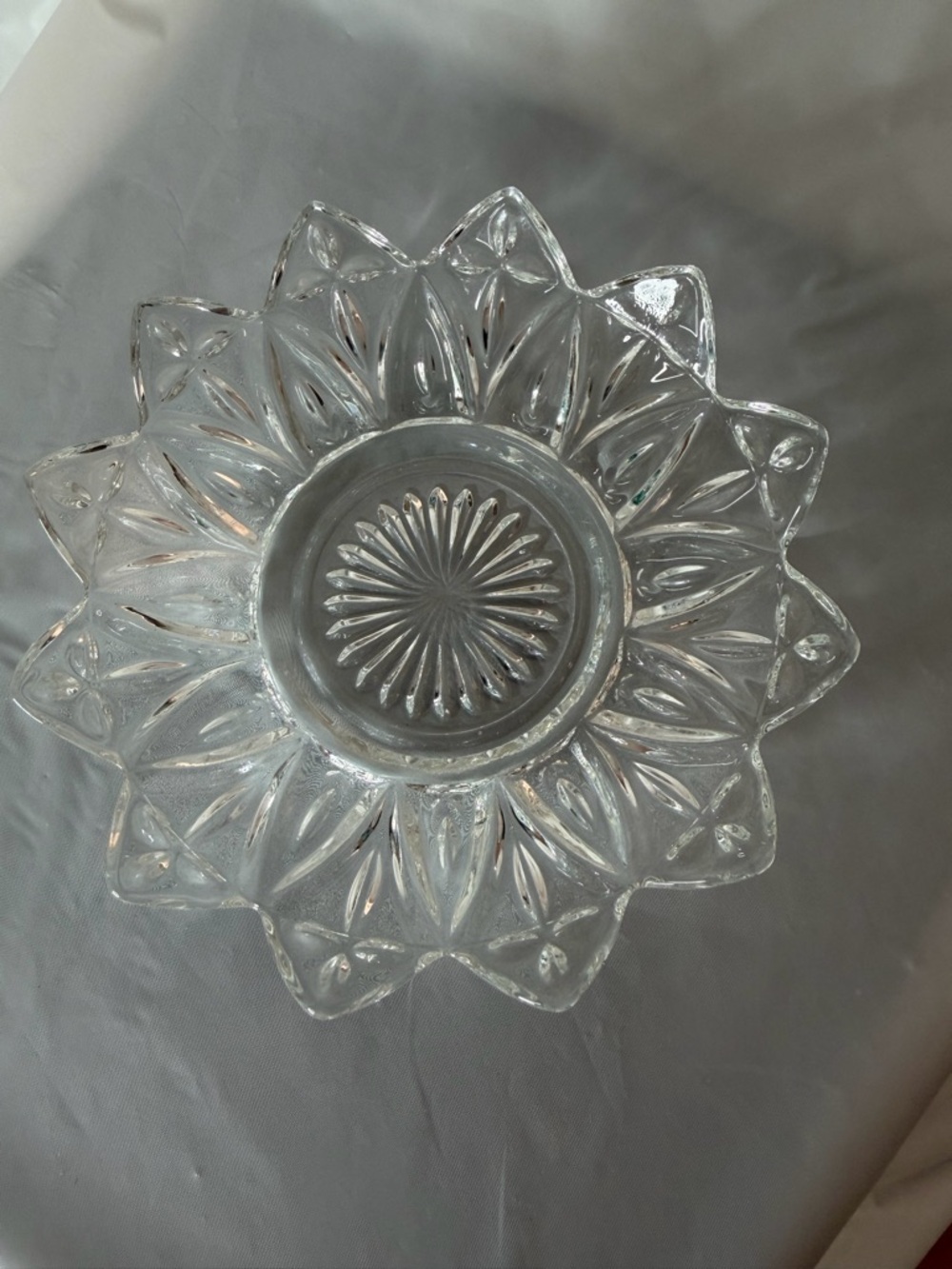 Vintage Federal Glass Co clear glass flower petal Star shaped candy or nut dish